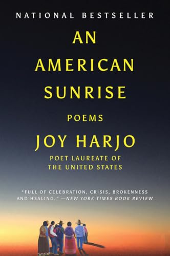 Book cover: "An American Sunrise" by Joy Harjo, with a landscape image.