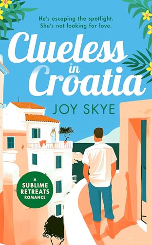 Book cover with illustrated man overlooking a coastal Croatian town.