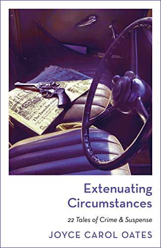 Book cover depicting a gun, money, steering wheel, and title “Extenuating Circumstances”.