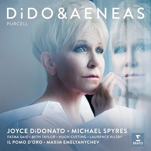 CD cover: portrait of Joyce DiDonato, mirrored reflection, text “Dido & Aeneas”.
