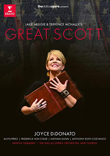DVD cover featuring Joyce DiDonato holding a book, with "GREAT SCOTT" in red text.