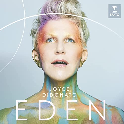 Joyce DiDonato album cover, close-up portrait with colorful painted face.