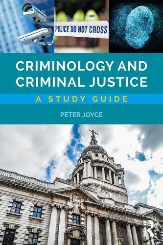 Book cover for “Criminology and Criminal Justice” study guide with justice imagery.