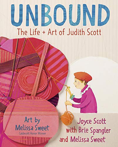 Book cover featuring colorful fiber art and a young woman working.