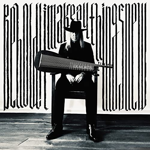 Black and white album cover featuring a musician with a lute.