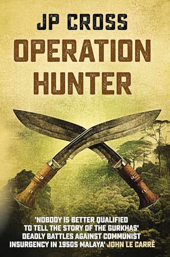 Book cover: "Operation Hunter" with crossed Gurkha kukri knives.