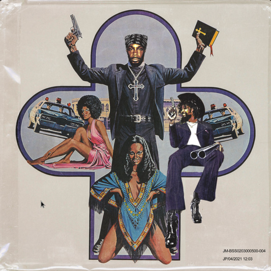 CD cover art featuring a man with a gun and religious imagery.