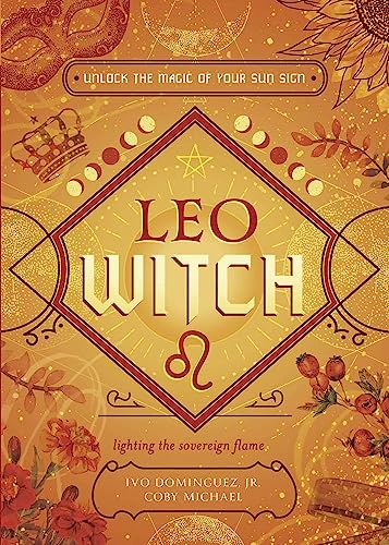 Book cover for “Leo Witch” with a diamond, star, and floral design.