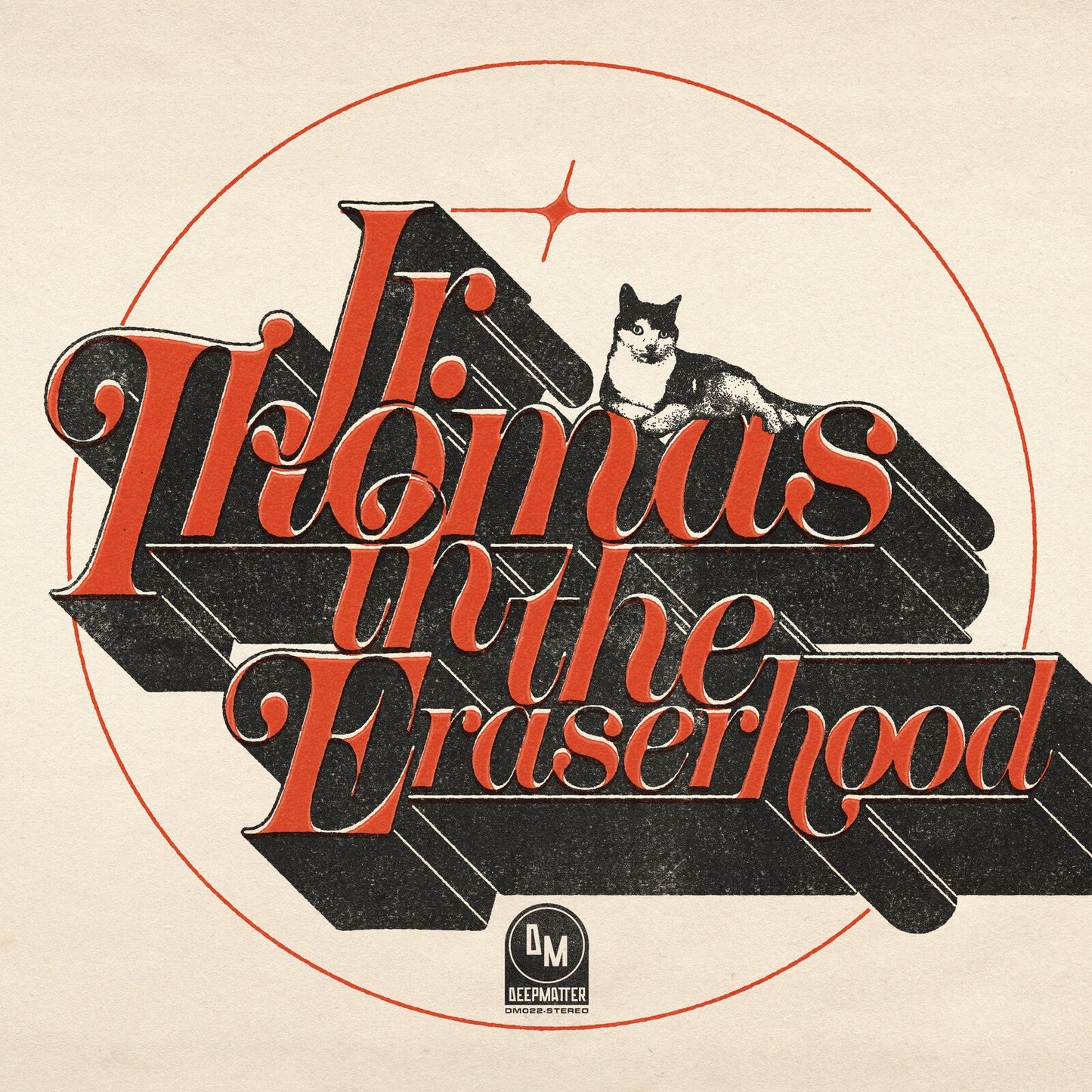 Album cover for Jr. Thomas’ “In The Eraserhood” featuring a cat.