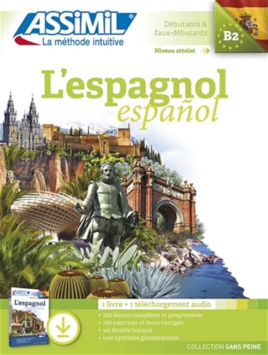 L'Espagnol" language learning book cover with Spanish landmarks and a statue.