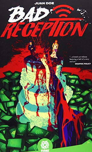 Graphic novel cover: distorted figures amidst televisions with signal loss icons.