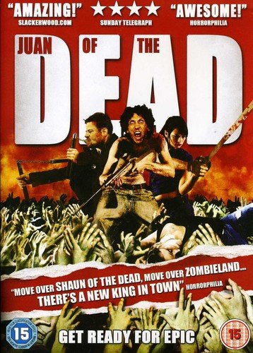 DVD cover for "Juan of the Dead" featuring men fighting zombies.