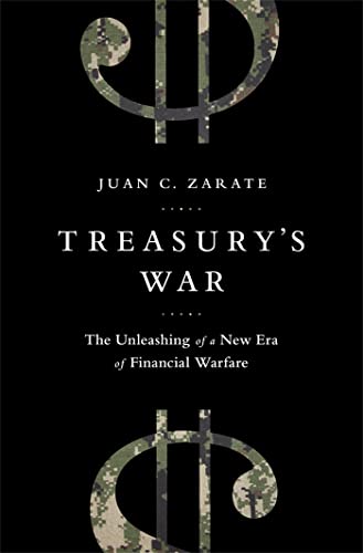 Book cover: "Treasury's War" with camouflage psi symbol design.
