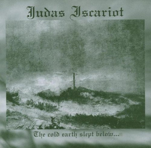 CD cover for Judas Iscariot, featuring a bleak, cloudy landscape with a cross.