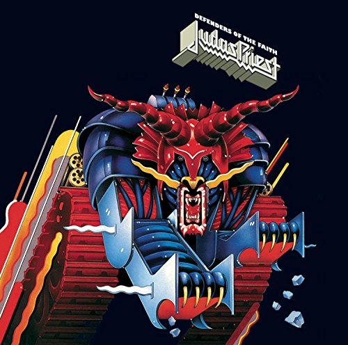 Album cover for Judas Priest’s “Defenders of the Faith” featuring a robotic demon.