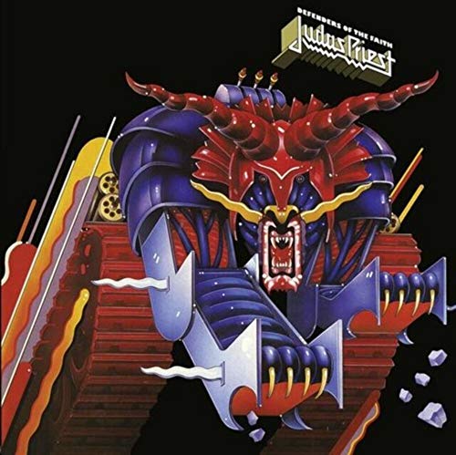 Album cover art featuring a horned, armored creature emerging from a tank-like machine.