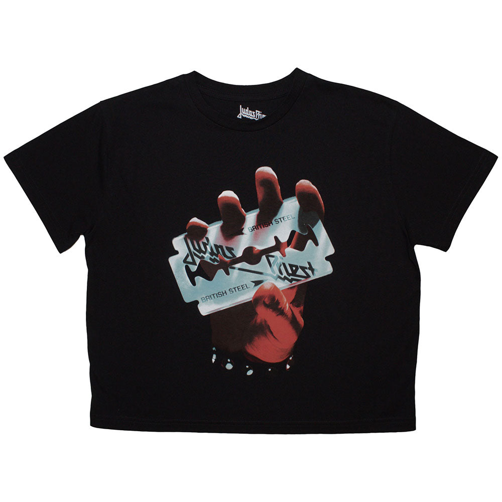 Black crop top featuring Judas Priest’s British Steel album artwork, size XX-Large.
