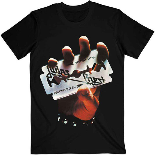 Black t-shirt with a graphic of razor blades and red droplets.