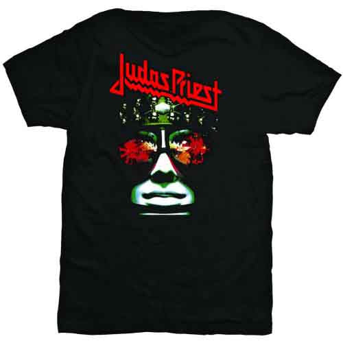 Black t-shirt with Judas Priest "Hell Bent" album cover graphic.