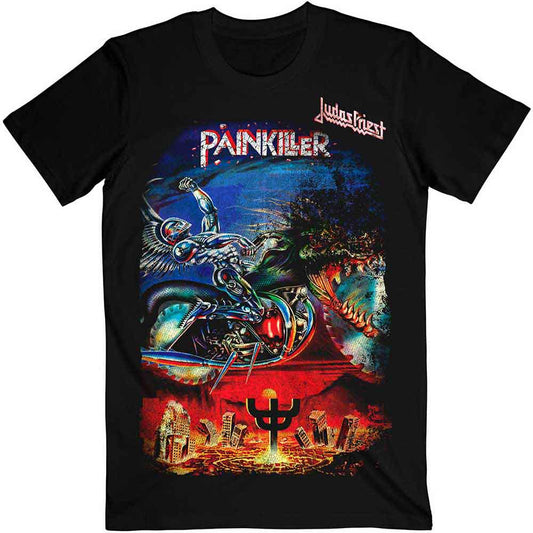 Black t-shirt with Judas Priest’s “Painkiller” album art, worn by a man.