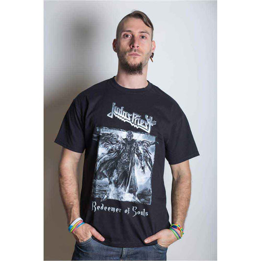 Black Judas Priest t-shirt with a winged figure graphic.