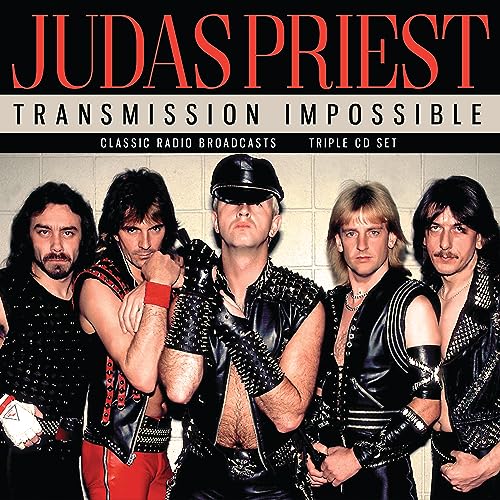 Judas Priest album cover: five men in leather, posing against a wall.
