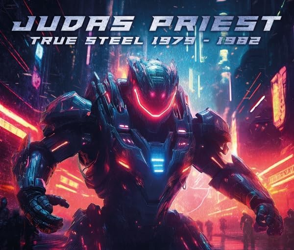 CD case for Judas Priest’s *True Steel* album, featuring band imagery.