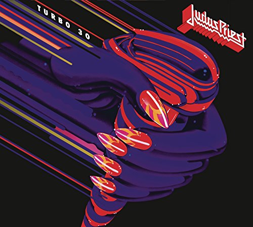 Judas Priest "Turbo 30" CD cover: stylized purple and red claw design.