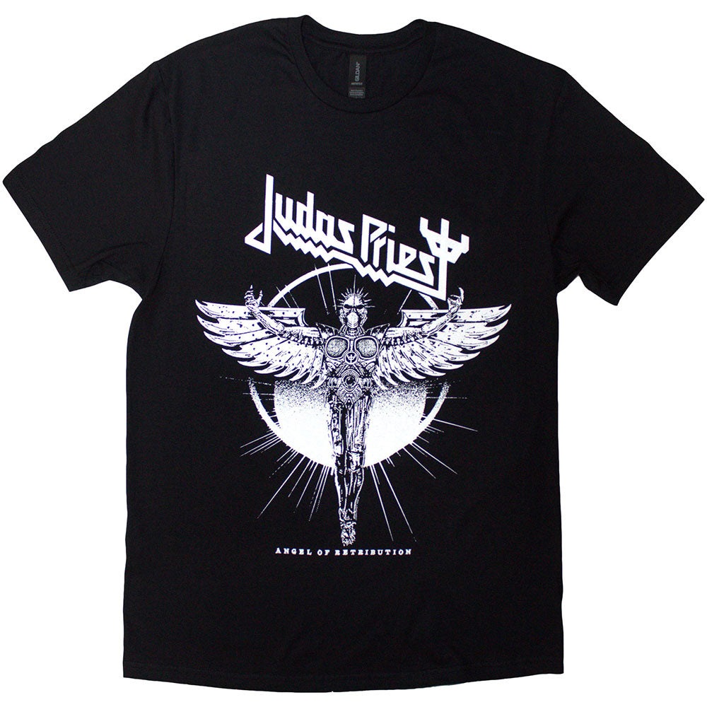 Black unisex t-shirt featuring an Angel of Retribution graphic on the back.