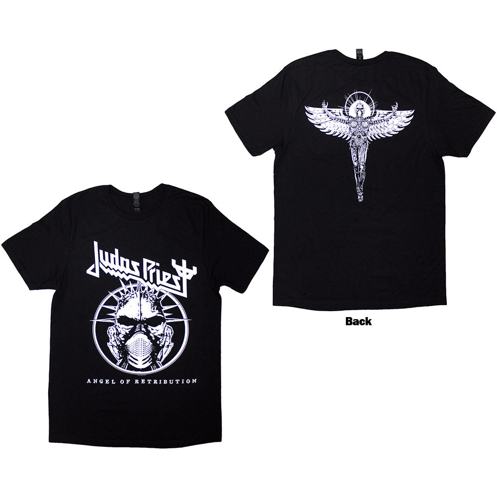 Black t-shirt featuring a headshot graphic from Judas Priest’s *Angel of Retribution* album.