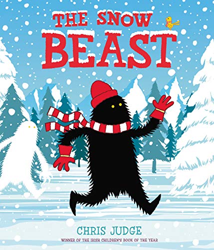 Black silhouette of a furry creature in a snowy landscape.