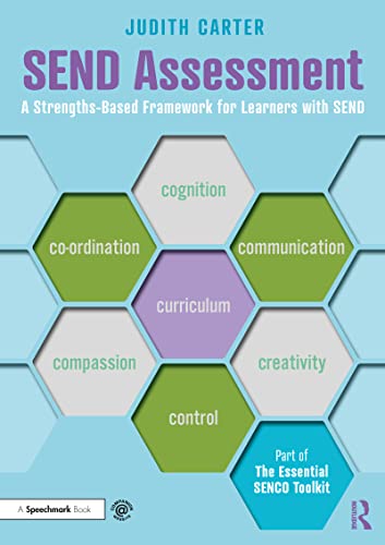 Book cover: "Send Assessment Carter" with hexagonal graphic of key skills.