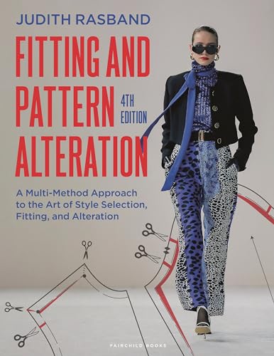 Book cover showing a model in patterned clothing with sewing pattern lines and scissors.