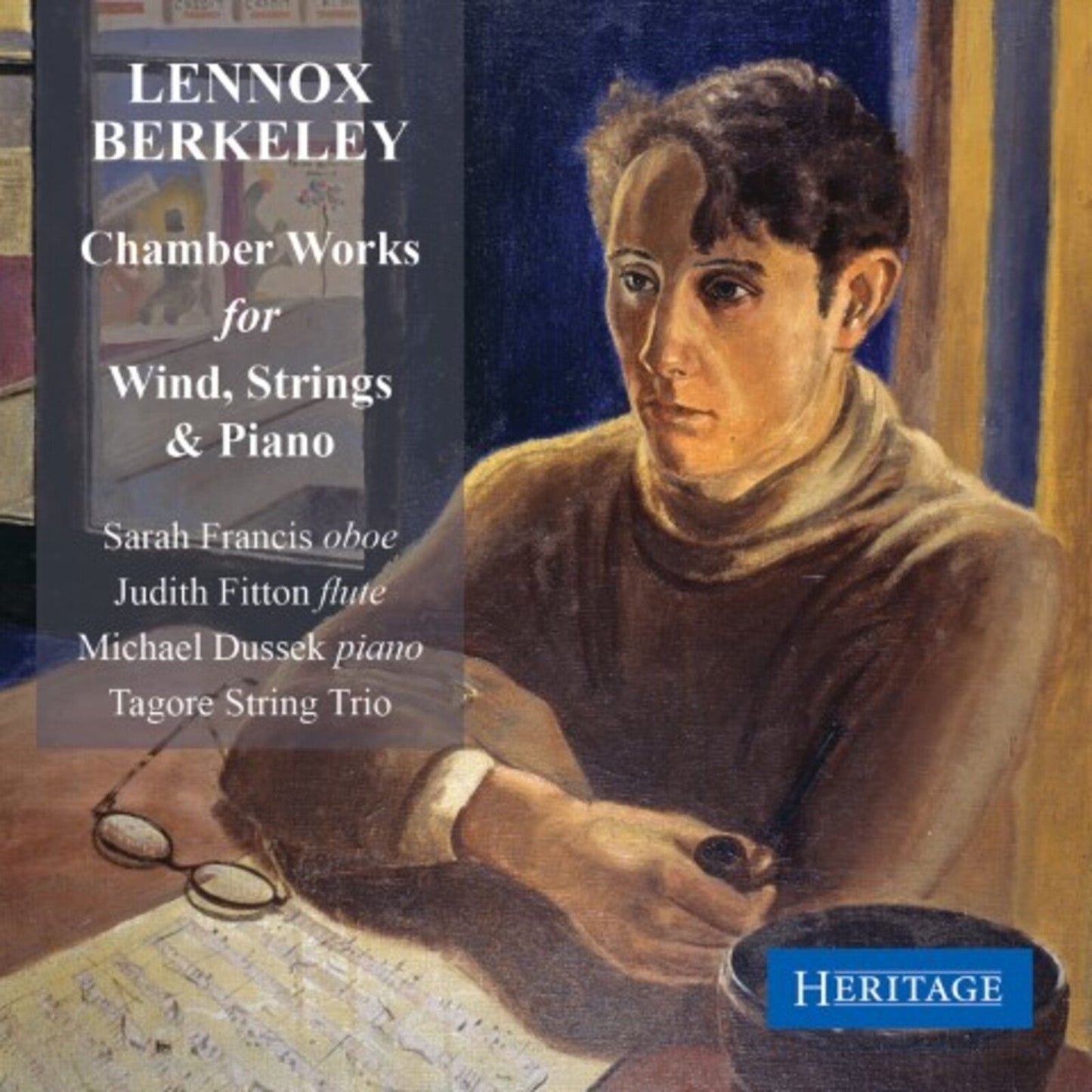 CD cover featuring a portrait of composer Lennox Berkeley and musician names.
