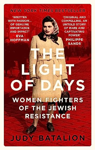 Book cover: woman in coat, red background, title “The Light of Days.”