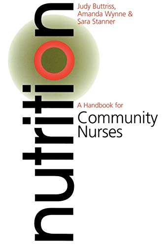 Book cover: "Nutrition: A Handbook for Community Nurses" with abstract design.