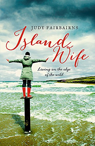 The image depicts a book cover with a woman standing on a post in the water.