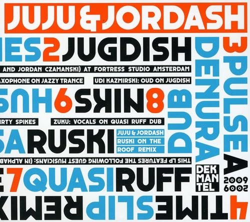 CD cover for “Juju & Jordash” with bold, layered text in blue and orange.
