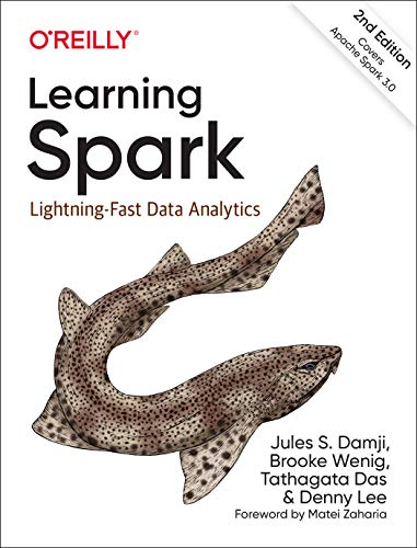 Book cover: "Learning Spark" with a shark illustration, second edition.