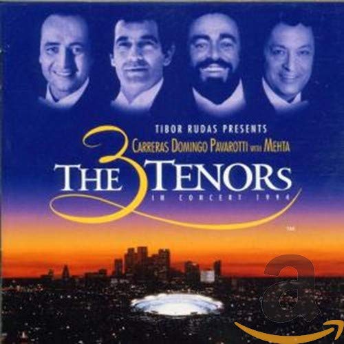 CD cover featuring portraits of three tenors: Carreras, Domingo, and Pavarotti.