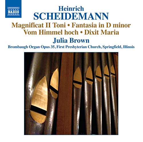 CD cover featuring organ pipes and text listing composer Scheidemann and performer Brown.