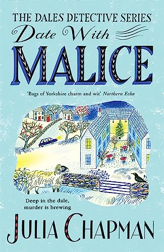 Book cover: “Date With Malice” depicts a quaint village and sheep.