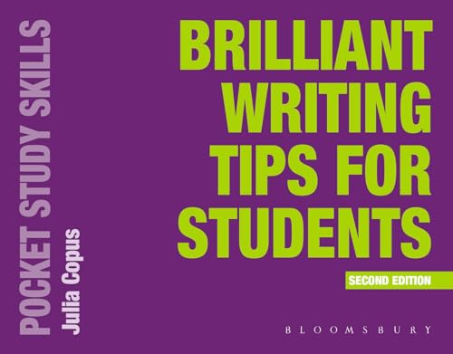 Purple book cover with bright green text: "Brilliant Writing Tips for Students".
