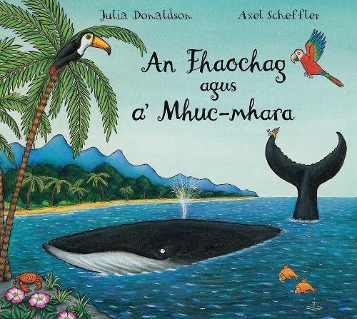 Book cover with toucan, whale tail, and ocean scene in bright colors.