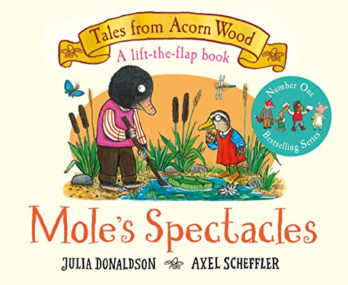 Cover of "Mole's Spectacles" lift-the-flap book with animal characters.