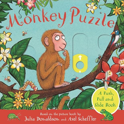Monkey Puzzle book cover with a curious monkey and jungle foliage.