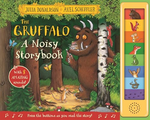 Cover of "The Gruffalo" noisy storybook with a large Gruffalo illustration.