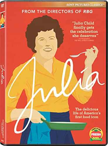 Julia" DVD cover featuring a portrait of Julia Child with cooking tools.