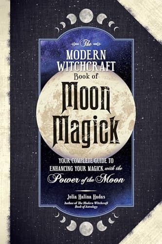 Book cover featuring a large full moon and moon phases on a dark background.