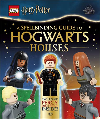 LEGO Harry Potter book cover featuring minifigures and Hogwarts houses.